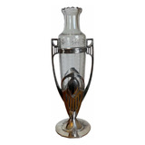 Antigo Solifleur Vaso Art Nouveau Prata Wmf Cristal Lapidado