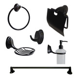 Juego Kit Accesorios Baño Metálico Negro X6 Piezas