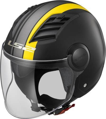 Casco Moto Abierto Ls2 562 Airflow Metropolis Negro Amarillo