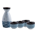 Juego De Sake Japones, Jarra Sake Con Vasos Ceramica Textura