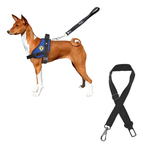 Guia Coleira + Cinto De Segurança Para Carros Peitoral Cães
