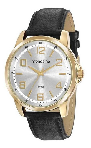 Relógio Mondaine Masculino 99428gpmvdh3 Couro Preto F Cinza