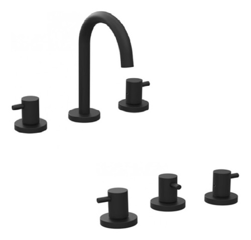 Combo Griferias Hidromet Mini Black Lavatorio Bidet 