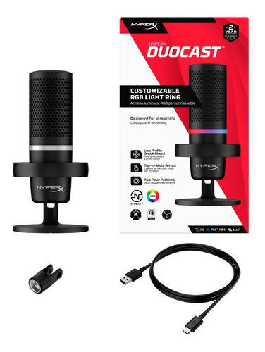 Micrófono Usb Gaming Hyperx Duocast Iluminación Rgb