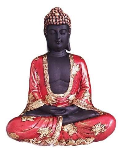 Buda Tibetano Hindu Meditação Manto Vermelho Envelhecido