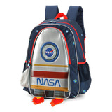 Mochila Costa Escolar Infantil Foguete Nasa Vermelha Luxcel