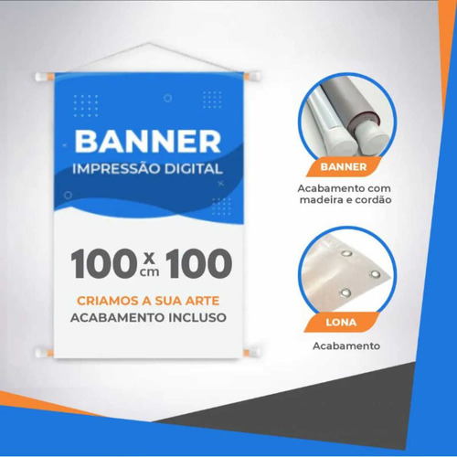 Banner Faixa Placa Lona Baner Uv Personalizado 100x100bastao