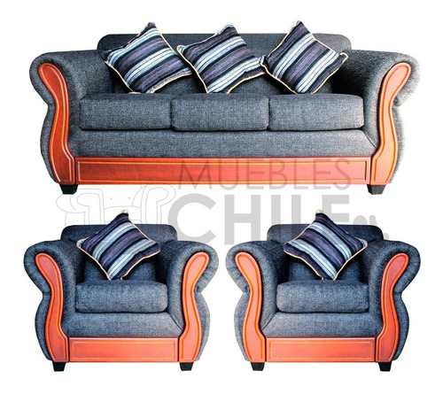 Juego De Living Boston Sofa Y Sillones Grafito/muebles Chile