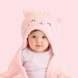 Cobertor Bebê Manta De Microfibra Com Capuz Super Macio Cor Rosa