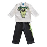 Conjunto Bebê Infantil Masculino Wrk Moletom Aligator Creme