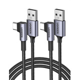 2 Cables Usb A Usb C 90 Grados Trenzados Gris 1.8 Metros