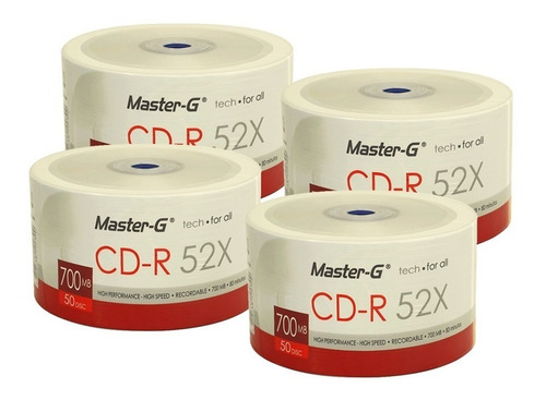 4 X Torta 50 Uni. Cd Master-g Con Logo 52x 700mb 80 Min