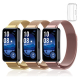 3 Correa De Acero Milanés + Tpu Funda Para Huawei Band 9 8