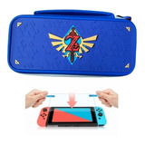 Estuche Para Nintendo Switch Edicion Zelda Azul + Vidrio