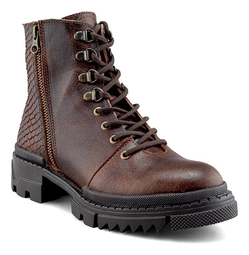 Zapato Bota Para Dama Casual Piel Vacuno Natural Grabada