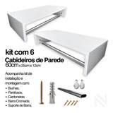 Kit 6 Cabideiro Suspenso Mancebo De Parede Em Mdf Branco 