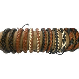 Pulsera Hombre Vintage Multicapa Ajustable De Pu 12 Pz