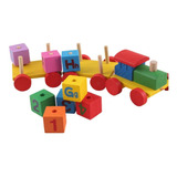 Juego Madera Tren Educativo Cubos Letras Números Montessori