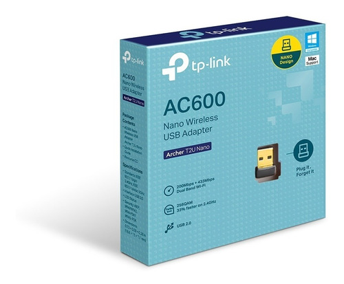 Adaptador Usb  Wifi Tplink T2u Nano Dualband Ac600