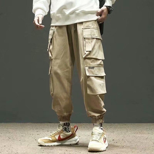 Pantalon Cargo Techwear Tiras Beige Ajustable Disout G04