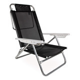 Silla Alta Reposera Aluminio Summer Negro Playa Camping