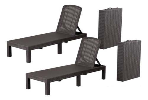 Silla De Alberca Plegable Estilo Rattan Hotel 2 Piezas