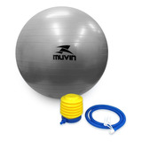 Bola De Pilates 75cm Muvin  Antiestouro  Suporta Até 300kg  Com Bomba  Ginástica  Fitness  Pilates  Yoga  Fisioterapia  Flexibilidade  Fortalecimento  Tonificação  Fácil Limpeza Cor Cinza