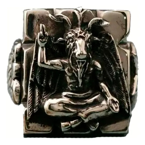 Baphomet Satán Pentagrama Anillo Acero Inoxidable Calavera