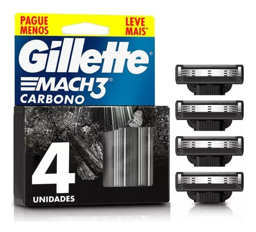 Carga Gillete Mach3 Carbono 4 Unidades Leve Mais Pague Menos