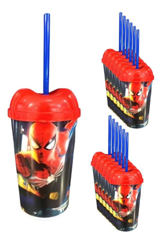 Vaso Pitillo Spiderman Hombre Araña Sorpresa X6 Alta Calidad