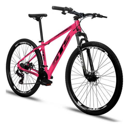 Bicicleta Aro 29 Gts Supreme Aluminio 27v Disco Hidráulico Cor Rosa/preto Tamanho Do Quadro 21  