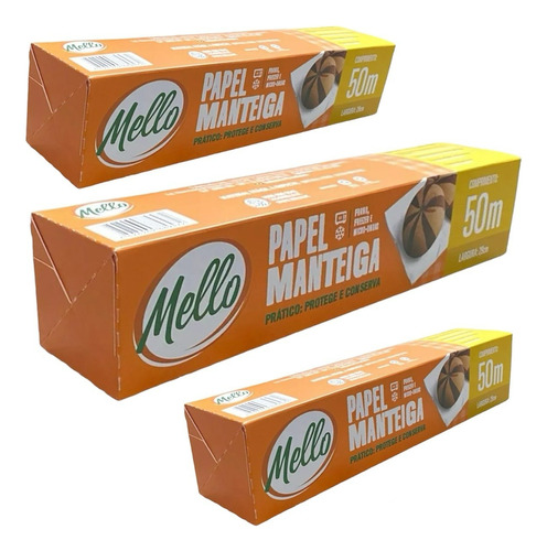 3un Rolo De Papel Manteiga 29 Cm X 50 Metros Mello Leve 3