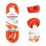 Extensión Eléctrica Uso Rudo Multicontacto 3 Metros Cable De Cobre Cal.16 Awg. Divitech® Color Naranja 3 Tomas De Corriente