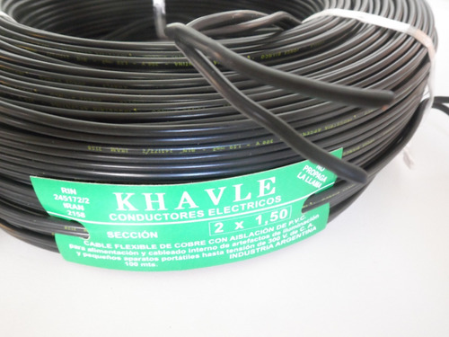 Cable Paralelo Común Negro 2 X 1,5 Mm Nacional X 50 Mts
