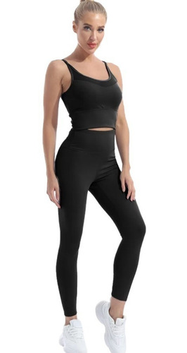 Conjunto Deportivo Gym Correr , Leggins + Crop Top Moda   Rw