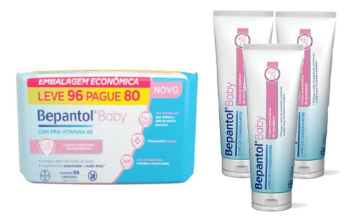 Kit 3 Pomadas Assadura 120g + 1 Lenço Umedecido - Bepantol