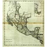 Lienzo Tela Canvas Mapa Antiguo México Nueva España Ca 1800