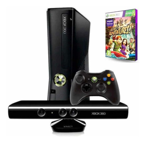 Xbox 360 1 Sensor Kinect 1 Controle 2 Jogos Tudo Original