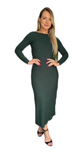 Vestido Farm Decote U Costas Verde