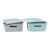 Canasto Organizador Plastico Apilable Con Tapa 36x30x13cm