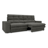 Sofa 5 Lugares Retratil E Reclinavel Pegasus 2,50m Cor Cinza