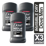 Desodorante Dove Men Barra Invisible Dry Pack De 3 Unidades