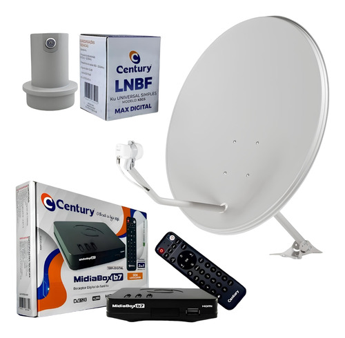 Kit Receptor B7 Century Com Ant 75 Cm Hdtv Banda Ku Sem Cabo