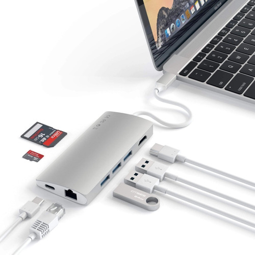 Adatador Satechi V2 Hub Usb-c Hdmi 4k Usb 3.0 Red Sd Msd  