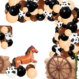 Arco Globos Granja Animales Caballo Pony Café Crema Negro 