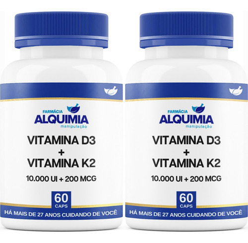 Vitamina D3 + K2mk7 60 Cp - 2 Frascos - Fórmula Concentrada
