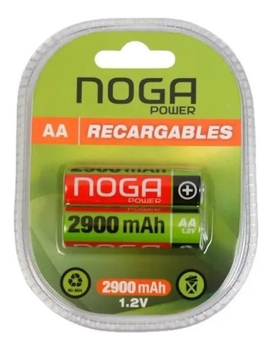 Pilas Recargables Doble Aa 2900mah Noga Blister X2 Unidades