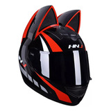 Casco De Motocicleta Con Orejas De Gato For Mujer, Cara