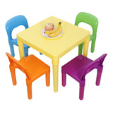 Set De Mesa Y 4 Sillas En Plástico Para Niños