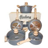 Batería Hudson Granito Juego De Ollas Cocina Cerámica 